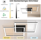 Homefire Deckenlampe LED Wohnzimmer Deckenleuchte - Dimmbar mit Fernbedienung Wohnzimmerlampe Schwarz Schlafzimmerlampe Modern Design Küchenlampe 3000K - 6500K Flurlampe für Schlafzimmer Küche Flur [Energieklasse E] - Homefire