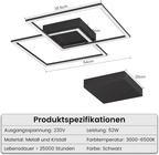 Homefire Deckenlampe LED Wohnzimmer Deckenleuchte - Dimmbar mit Fernbedienung Wohnzimmerlampe Schwarz Schlafzimmerlampe Modern Design Küchenlampe 3000K - 6500K Flurlampe für Schlafzimmer Küche Flur [Energieklasse E] - Homefire