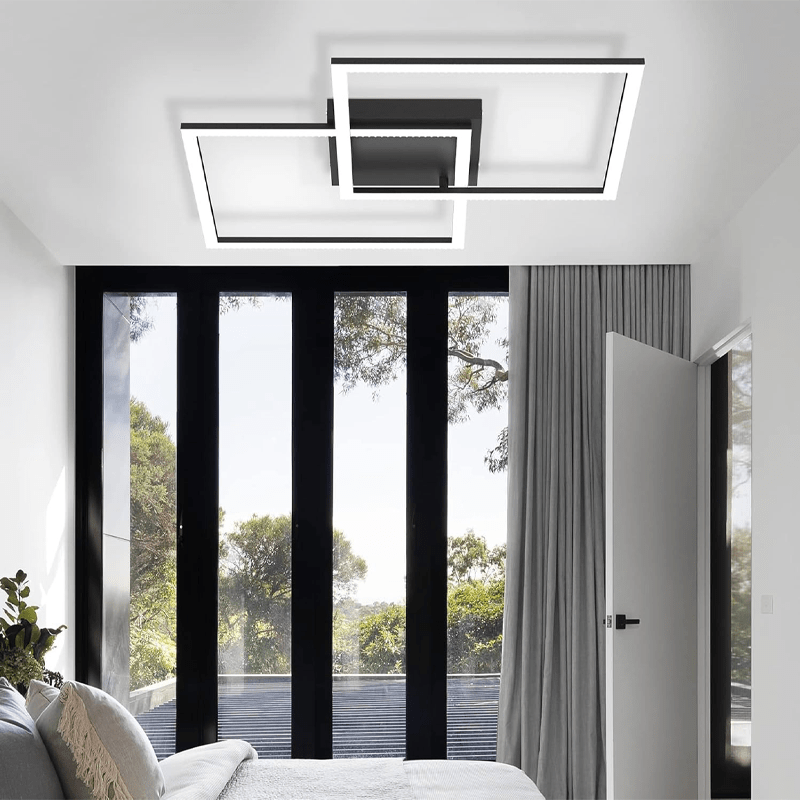 Homefire Deckenlampe LED Wohnzimmer Deckenleuchte - Dimmbar mit Fernbedienung Wohnzimmerlampe Schwarz Schlafzimmerlampe Modern Design Küchenlampe 3000K - 6500K Flurlampe für Schlafzimmer Küche Flur [Energieklasse E] - Homefire