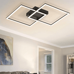 Homefire Deckenlampe LED Wohnzimmer Deckenleuchte - Dimmbar mit Fernbedienung Wohnzimmerlampe Schwarz Schlafzimmerlampe Modern Design Küchenlampe 3000K - 6500K Flurlampe für Schlafzimmer Küche Flur [Energieklasse E] - Homefire