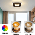 Homefire Deckenlampe Schlafzimmer LED Küchenlampe Deckenleuchte - 2ER deckenlampe flur Schwarz Warmweiß 24cm Modern Design Schlafzimmerlampe 23W Eckig Flur Deckenbeleuchtung für Wohnzimmer [Energieklasse F] - Homefire