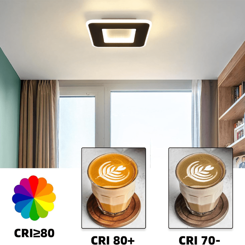 Homefire Deckenlampe Schlafzimmer LED Küchenlampe Deckenleuchte - 2ER deckenlampe flur Schwarz Warmweiß 24cm Modern Design Schlafzimmerlampe 23W Eckig Flur Deckenbeleuchtung für Wohnzimmer [Energieklasse F] - Homefire