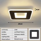Homefire Deckenlampe Schlafzimmer LED Küchenlampe Deckenleuchte - 2ER deckenlampe flur Schwarz Warmweiß 24cm Modern Design Schlafzimmerlampe 23W Eckig Flur Deckenbeleuchtung für Wohnzimmer [Energieklasse F] - Homefire