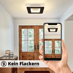 Homefire Deckenlampe Schlafzimmer LED Küchenlampe Deckenleuchte - 2ER deckenlampe flur Schwarz Warmweiß 24cm Modern Design Schlafzimmerlampe 23W Eckig Flur Deckenbeleuchtung für Wohnzimmer [Energieklasse F] - Homefire