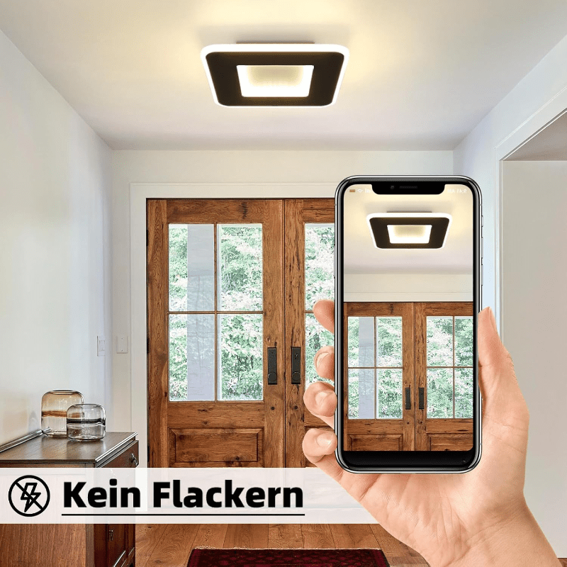 Homefire Deckenlampe Schlafzimmer LED Küchenlampe Deckenleuchte - 2ER deckenlampe flur Schwarz Warmweiß 24cm Modern Design Schlafzimmerlampe 23W Eckig Flur Deckenbeleuchtung für Wohnzimmer [Energieklasse F] - Homefire