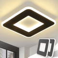 Homefire Deckenlampe Schlafzimmer LED Küchenlampe Deckenleuchte - 2ER deckenlampe flur Schwarz Warmweiß 24cm Modern Design Schlafzimmerlampe 23W Eckig Flur Deckenbeleuchtung für Wohnzimmer [Energieklasse F] - Homefire