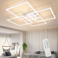 Homefire Deckenlampe Wohnzimmer LED Deckenleuchte - 48W Modern Wohnzimmerlampe Stufenloses Dimmbar 3000K - 6500K Weiß Schlafzimmerlampe mit Fernbedienung Eckig Deckenbeleuchtung für Schlafzimme Küche - Homefire