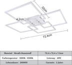 Homefire Deckenlampe Wohnzimmer LED Deckenleuchte - 48W Modern Wohnzimmerlampe Stufenloses Dimmbar 3000K - 6500K Weiß Schlafzimmerlampe mit Fernbedienung Eckig Deckenbeleuchtung für Schlafzimme Küche - Homefire