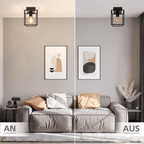 Homefire Deckenleuchte E27 Deckenlampe Retro - Schwarz industrial Küchenlampe für Schlafzimmer Wohnzimmer Vintage Lampe aus Metall Deckenbeleuchtung für Flur Küche Esszimmer - Ohne Leuchtmittel - Homefire