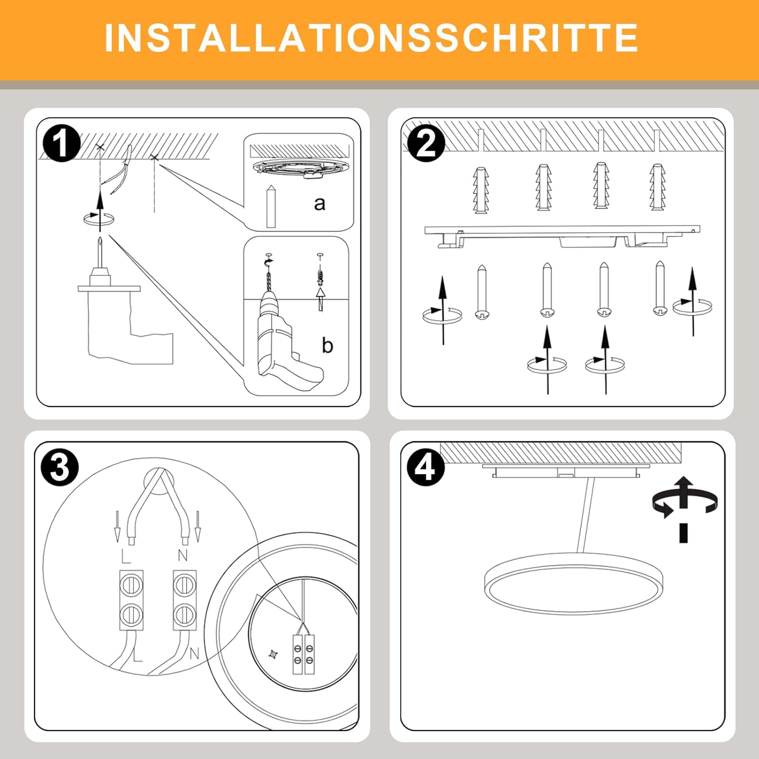 Homefire Deckenleuchte LED Deckenlampe Badezimmer - 30cm Schwarz Badezimmerlampe 24W Rund Ultra Dünn Schlafzimmerlampe 3000K Warmweiß Küchenlampe Flurlampe IP44 Wasserfest Badlampe für Bad Flur Küche - Homefire