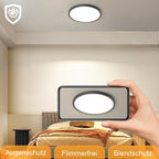 Homefire Deckenleuchte LED Deckenlampe Badezimmer - 30cm Schwarz Badezimmerlampe 24W Rund Ultra Dünn Schlafzimmerlampe 3000K Warmweiß Küchenlampe Flurlampe IP44 Wasserfest Badlampe für Bad Flur Küche - Homefire