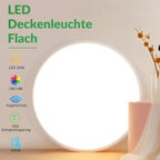 Homefire Deckenleuchte LED Deckenlampe Flach - 30CM Rund Schlafzimmerlampe Küchenlampe 24W Weiß Badezimmerlampe 3000K Schlafzimmer Deckenbeleuchtung Warmweiß Flurlampe für Bad Flur Küche Balkon - Homefire