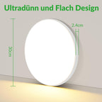 Homefire Deckenleuchte LED Deckenlampe Flach - 30CM Rund Schlafzimmerlampe Küchenlampe 24W Weiß Badezimmerlampe 3000K Schlafzimmer Deckenbeleuchtung Warmweiß Flurlampe für Bad Flur Küche Balkon - Homefire