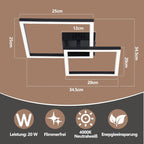 Homefire Deckenleuchte LED Deckenlampe Küche - 20W Schwarz Schlafzimmerlampe 4000K Neutralweiß Modern Küchenlame Drehbar Design Flur Eckig Deckenbeleuchtung für Schlafzimmer Büro Esszimmer - Homefire
