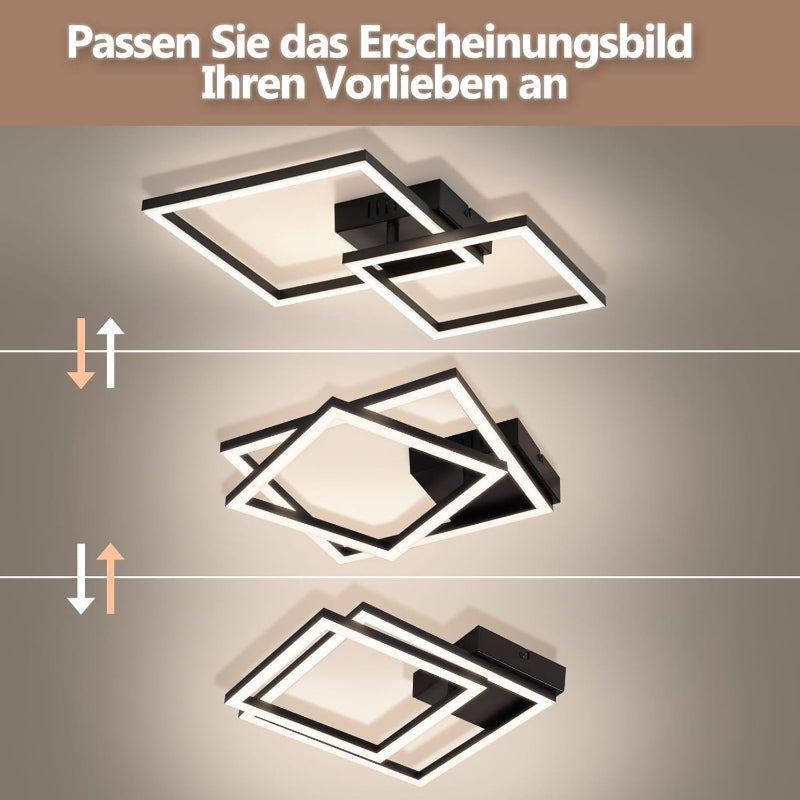 Homefire Deckenleuchte LED Deckenlampe Küche - 20W Schwarz Schlafzimmerlampe 4000K Neutralweiß Modern Küchenlame Drehbar Design Flur Eckig Deckenbeleuchtung für Schlafzimmer Büro Esszimmer - Homefire