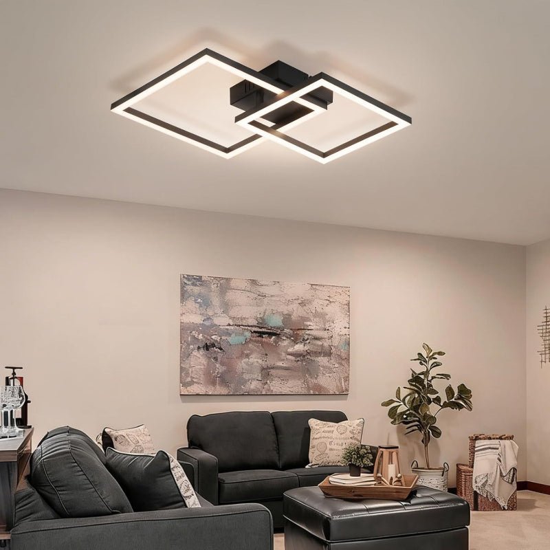 Homefire Deckenleuchte LED Deckenlampe Küche - 20W Schwarz Schlafzimmerlampe 4000K Neutralweiß Modern Küchenlame Drehbar Design Flur Eckig Deckenbeleuchtung für Schlafzimmer Büro Esszimmer - Homefire