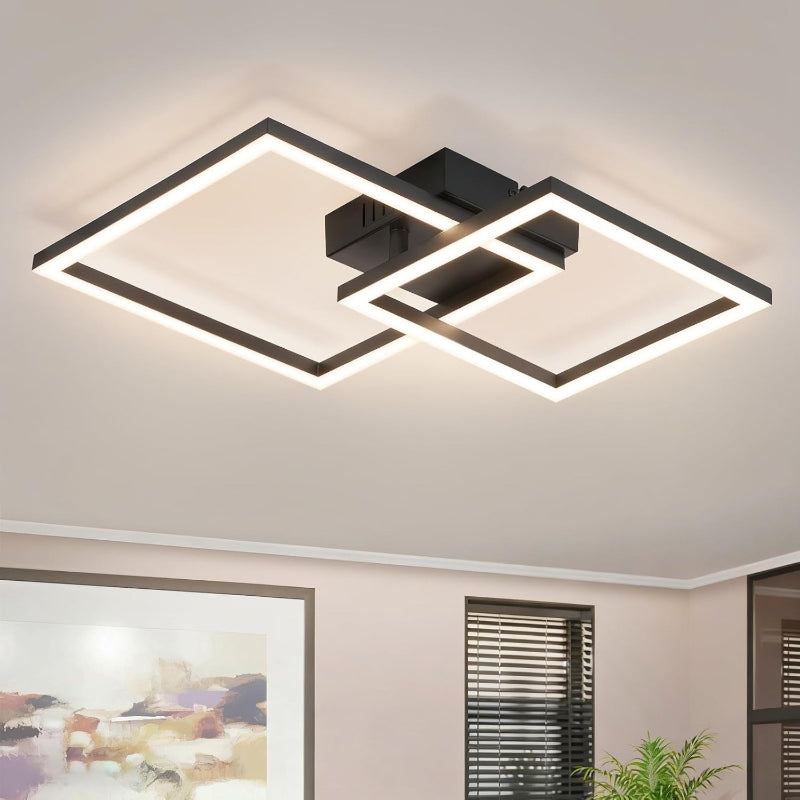 Homefire Deckenleuchte LED Deckenlampe Küche - 20W Schwarz Schlafzimmerlampe 4000K Neutralweiß Modern Küchenlame Drehbar Design Flur Eckig Deckenbeleuchtung für Schlafzimmer Büro Esszimmer - Homefire