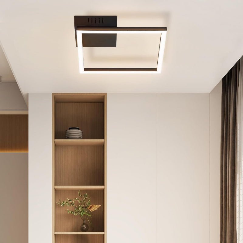 Homefire Deckenleuchte LED Deckenlampe Küche - Warmweiß Schlafzimmerlampe Schwarz Küchenlampe Modern Design 3000K 12W Quadratisch Flurlampe Deckenbeleuchtung für Wohnzimmer Esszimmer [Energieklasse F] - Homefire