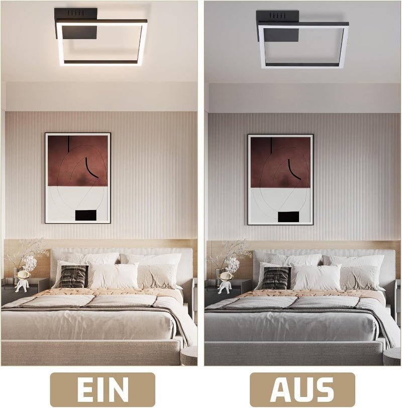 Homefire Deckenleuchte LED Deckenlampe Küche - Warmweiß Schlafzimmerlampe Schwarz Küchenlampe Modern Design 3000K 12W Quadratisch Flurlampe Deckenbeleuchtung für Wohnzimmer Esszimmer [Energieklasse F] - Homefire