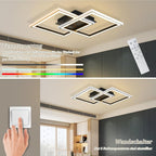 Homefire Deckenleuchte LED Deckenlampe Schlafzimmer - 40W Wohnzimmerlampe Dimmbar Schwarz Modern Schlafzimmerlampe mit Fernbedienung RGB Farbwechsel Küchenlampe Deckenleuchten Eckig für Jugendzimmer [Energieklasse F] - Homefire
