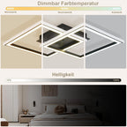 Homefire Deckenleuchte LED Deckenlampe Schlafzimmer - 40W Wohnzimmerlampe Dimmbar Schwarz Modern Schlafzimmerlampe mit Fernbedienung RGB Farbwechsel Küchenlampe Deckenleuchten Eckig für Jugendzimmer [Energieklasse F] - Homefire