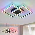 Homefire Deckenleuchte LED Deckenlampe Schlafzimmer - 40W Wohnzimmerlampe Dimmbar Schwarz Modern Schlafzimmerlampe mit Fernbedienung RGB Farbwechsel Küchenlampe Deckenleuchten Eckig für Jugendzimmer [Energieklasse F] - Homefire