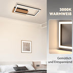 Homefire Deckenleuchte LED Deckenlampe Schlafzimmer - Modern Schlafzimmerlampe 12W Holz Küchenlampe 3000K Warmweiß Rechteckig Flurlampe für Wohnzimmer Flur Esszimmer Büro [Energieklasse F] - Homefire