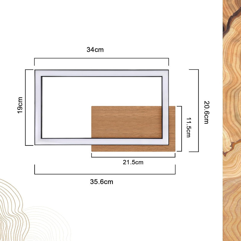 Homefire Deckenleuchte LED Deckenlampe Schlafzimmer - Modern Schlafzimmerlampe 12W Holz Küchenlampe 3000K Warmweiß Rechteckig Flurlampe für Wohnzimmer Flur Esszimmer Büro [Energieklasse F] - Homefire
