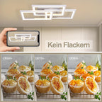 Homefire Deckenleuchte LED Deckenlampe Schlafzimmer - Wohnzimmerlampe Dimmbar mit Fernbedienung Schlafzimmerlampe Modern Design 45W RGB Farbwechsel Küchenlampe Eckig Deckenleuchten für Esszimmer Küche [Energieklasse F] - Homefire