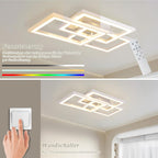 Homefire Deckenleuchte LED Deckenlampe Schlafzimmer - Wohnzimmerlampe Dimmbar mit Fernbedienung Schlafzimmerlampe Modern Design 45W RGB Farbwechsel Küchenlampe Eckig Deckenleuchten für Esszimmer Küche [Energieklasse F] - Homefire