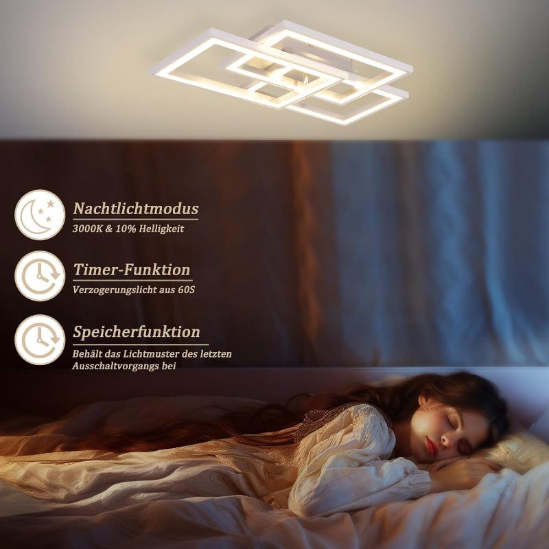Homefire Deckenleuchte LED Deckenlampe Schlafzimmer - Wohnzimmerlampe Dimmbar mit Fernbedienung Schlafzimmerlampe Modern Design 45W RGB Farbwechsel Küchenlampe Eckig Deckenleuchten für Esszimmer Küche [Energieklasse F] - Homefire
