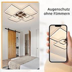 Homefire Deckenleuchte LED Deckenlampe Wohnzimmer - 4 Schwarz Rahmen Schlafzimmerlampe Modern Wohnzimmerlampe 32W 3000K Küchenlampe Warmweiß Esszimmerlampe Rechteckig Design für Schlafzimmer Esszimmer [Energieklasse E] - Homefire