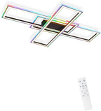 Homefire Deckenleuchte LED Deckenlampe Wohnzimmer - 50W Schwarz Wohnzimmerlampe Dimmbar RGB Farbwechsel Schlafzimmerlampe Modern mit Fernbedienung Büro Deckenleuchten für Jugendzimmer Gaming Zimmer - Homefire