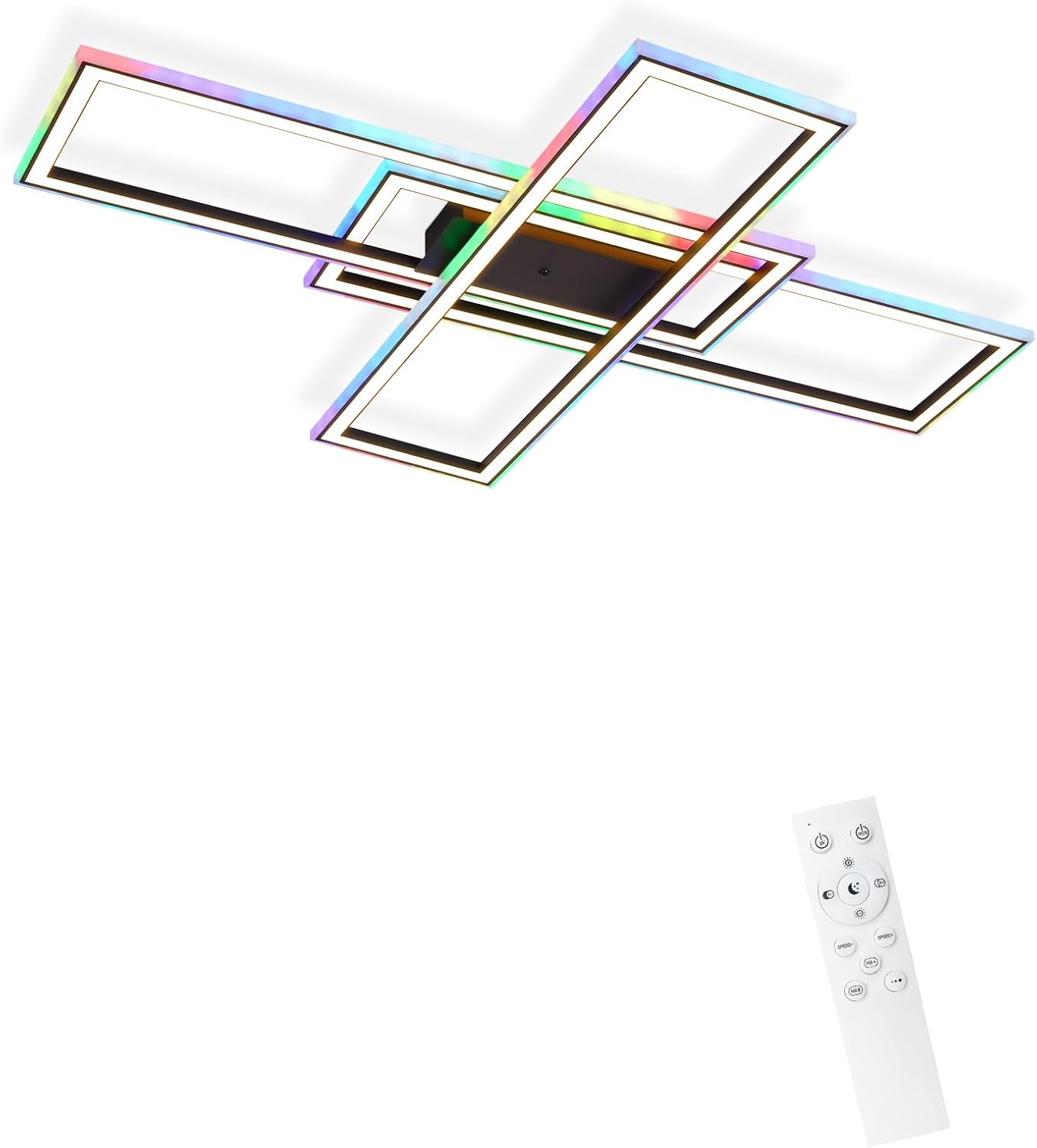 Homefire Deckenleuchte LED Deckenlampe Wohnzimmer - 50W Schwarz Wohnzimmerlampe Dimmbar RGB Farbwechsel Schlafzimmerlampe Modern mit Fernbedienung Büro Deckenleuchten für Jugendzimmer Gaming Zimmer - Homefire