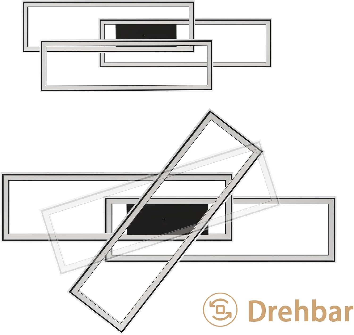 Homefire Deckenleuchte LED Deckenlampe Wohnzimmer - 50W Schwarz Wohnzimmerlampe Dimmbar RGB Farbwechsel Schlafzimmerlampe Modern mit Fernbedienung Büro Deckenleuchten für Jugendzimmer Gaming Zimmer - Homefire