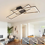 Homefire Deckenleuchte LED Deckenlampe Wohnzimmer - 67cm Schlafzimmerlampe 36W Dimmbar mit Fernbedienung Schwarz Küchenlampe Modern Rechteckige Deckenbeleuchtung Memory-Funktion für Küche Esszimmer - Homefire