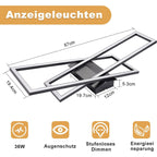 Homefire Deckenleuchte LED Deckenlampe Wohnzimmer - 67cm Schlafzimmerlampe 36W Dimmbar mit Fernbedienung Schwarz Küchenlampe Modern Rechteckige Deckenbeleuchtung Memory-Funktion für Küche Esszimmer - Homefire
