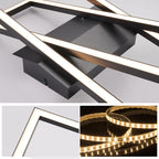 Homefire Deckenleuchte LED Deckenlampe Wohnzimmer - 67cm Schlafzimmerlampe 36W Dimmbar mit Fernbedienung Schwarz Küchenlampe Modern Rechteckige Deckenbeleuchtung Memory-Funktion für Küche Esszimmer - Homefire