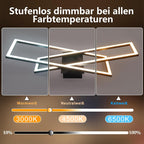 Homefire Deckenleuchte LED Deckenlampe Wohnzimmer - 67cm Schlafzimmerlampe 36W Dimmbar mit Fernbedienung Schwarz Küchenlampe Modern Rechteckige Deckenbeleuchtung Memory-Funktion für Küche Esszimmer - Homefire