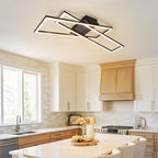 Homefire Deckenleuchte LED Deckenlampe Wohnzimmer - 67cm Schlafzimmerlampe 36W Dimmbar mit Fernbedienung Schwarz Küchenlampe Modern Rechteckige Deckenbeleuchtung Memory-Funktion für Küche Esszimmer - Homefire