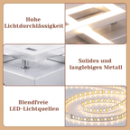 Homefire Deckenleuchte LED Deckenlampe Wohnzimmer - Modern Design Küchenlampe 24W 3000K Wohnzimmerlampe Flurlampe Warmweiß Schlafzimmerlampe Flur Deckenbeleuchtung Eckig Silber für Esszimmer Büro - Homefire