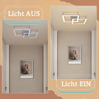 Homefire Deckenleuchte LED Deckenlampe Wohnzimmer - Modern Design Küchenlampe 24W 3000K Wohnzimmerlampe Flurlampe Warmweiß Schlafzimmerlampe Flur Deckenbeleuchtung Eckig Silber für Esszimmer Büro - Homefire