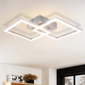 Homefire Deckenleuchte LED Deckenlampe Wohnzimmer - Modern Design Küchenlampe 24W 3000K Wohnzimmerlampe Flurlampe Warmweiß Schlafzimmerlampe Flur Deckenbeleuchtung Eckig Silber für Esszimmer Büro - Homefire