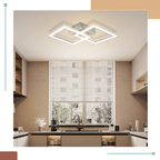 Homefire Deckenleuchte LED Deckenlampe Wohnzimmer - Modern Design Küchenlampe 24W 3000K Wohnzimmerlampe Flurlampe Warmweiß Schlafzimmerlampe Flur Deckenbeleuchtung Eckig Silber für Esszimmer Büro - Homefire