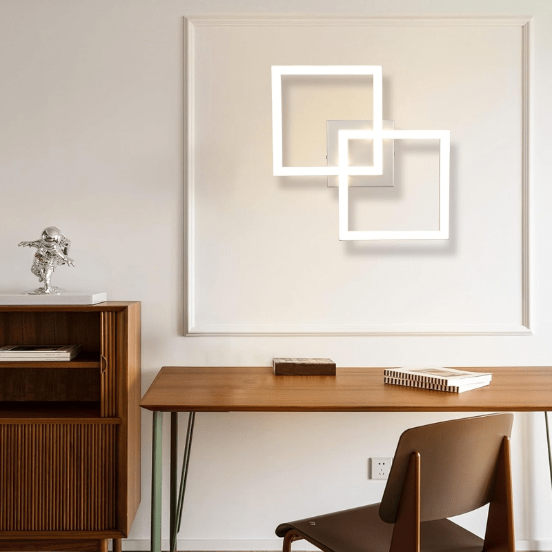 Homefire Deckenleuchte LED Deckenlampe Wohnzimmer - Modern Design Küchenlampe 24W 3000K Wohnzimmerlampe Flurlampe Warmweiß Schlafzimmerlampe Flur Deckenbeleuchtung Eckig Silber für Esszimmer Büro - Homefire