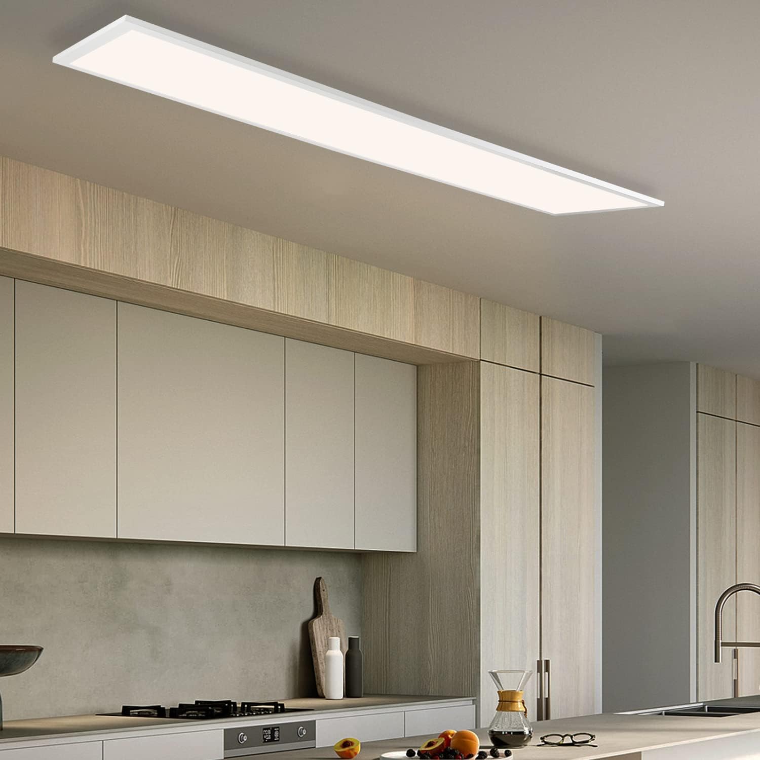 Homefire Deckenleuchte LED Panel 120x30CM Deckenlampe Flach Dimmbar mit Fernbedienung 48W Deckenpanel Lang Modern Küchenlampe Rechteckig Weiß Bürolampe Tageslichtlampe Deck für Küche Wohnzimmer Büro - Homefire