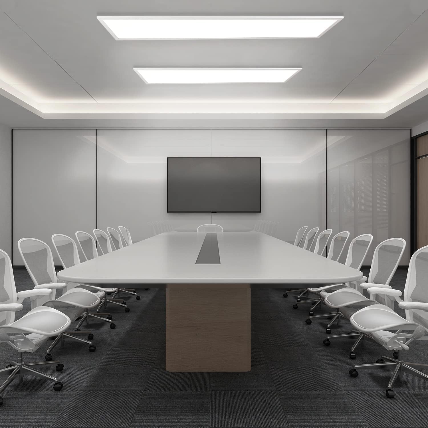 Homefire Deckenleuchte LED Panel 120x30CM Deckenlampe Flach Dimmbar mit Fernbedienung 48W Deckenpanel Lang Modern Küchenlampe Rechteckig Weiß Bürolampe Tageslichtlampe Deck für Küche Wohnzimmer Büro - Homefire