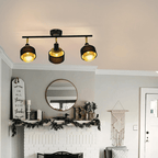 Homefire Deckenleuchte Schwarz Deckenstrahler Vintage - Deckenlampe Wohnzimmer mit 3 Flammig E14 Retro Schlafzimmer Gold Metall Schwenkbar Industrial Deckenspots für Küche Flur Esszimmer - Homefire