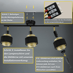 Homefire Deckenleuchte Schwarz Deckenstrahler Vintage - Deckenlampe Wohnzimmer mit 3 Flammig E14 Retro Schlafzimmer Gold Metall Schwenkbar Industrial Deckenspots für Küche Flur Esszimmer - Homefire
