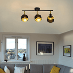 Homefire Deckenleuchte Schwarz Deckenstrahler Vintage - Deckenlampe Wohnzimmer mit 3 Flammig E14 Retro Schlafzimmer Gold Metall Schwenkbar Industrial Deckenspots für Küche Flur Esszimmer - Homefire